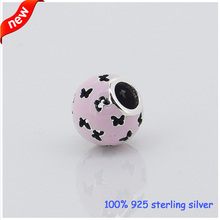 Fits Pandora Bracelets Abstract Silver Beads With Pink Enamel New Original 100% 925 Sterling Silver Charms DIY Jewelry Wholesale 2024 - buy cheap