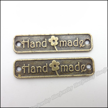 120pcs Vintage Charms double-side 'handmade' connector Pendant Antique bronze Zinc Alloy Fit Necklace DIY Metal Jewelry Findings 2024 - buy cheap