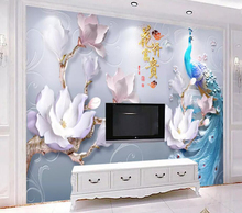 Decorative wallpaper 3D modern and simple peacock background wall painting 2024 - buy cheap