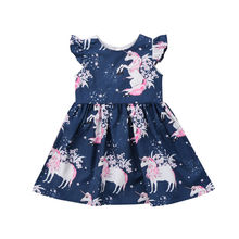 Cute Infantr Kids Girls Summer Dress Flower Horse printed Casual Princess Dresses One Piece Baby Girls Clothing 2024 - buy cheap