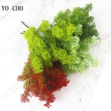 Искусственные цветы YO CHO, 7 вилок, зеленые листья, искусственная пластиковая трава, искусственные растения для дома, сада, уличная декоративная искусственная трава 2022 - купить недорого