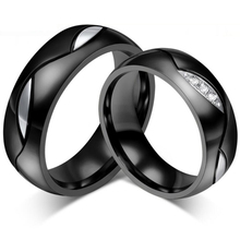 Fashion Black Wedding Rings for Men/Women CZ Couple Ring 316L Stainless Steel Engagement Jewelry 2024 - buy cheap