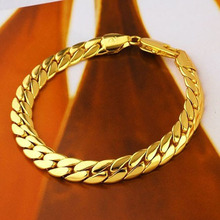 Men's  Solid gold GF Snake snakeskin bone seamless Bracelet brave warrior  fashion jewelry 2024 - buy cheap