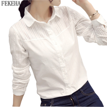 100% Cotton Shirt Women Blouses Long Sleeve Autumn Slim Casual White Office Shirt OL Blusas Feminine Lady Tops 2024 - buy cheap