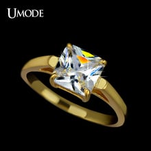 UMODE Yellow Gold Color 2.25ct Princess Cut Square Cubic Zirconia Engagement Rings For Women Wedding Rings Gifts UR0134A 2024 - buy cheap