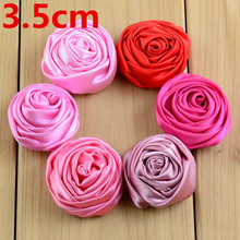 Mini rosas satinadas para niña, flores 3D de 29 colores, diademas florales para niña, ropa para niños, accesorios DIY, TH64, 3,5 cm, 20 unidades por lote 2024 - compra barato