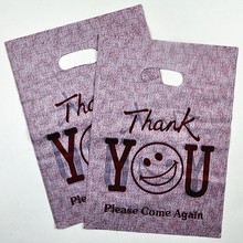200pcs/lot "Thank You" Design Coffee Plastic Bag 15x20cm Jewelry Boutique Gift Bag With Handles Small Plastic Packaging Bags 2024 - buy cheap