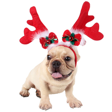 Christmas Pet Headband Fashion Cute Antler Bell Bowknot Candy Cane Decor Dog Cat Costume Headband for Cats Dogs Cosplay 2024 - buy cheap