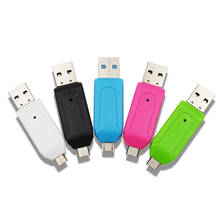 1/2 шт. 2 в 1 USB OTG кардридер, Универсальный Micro USB OTG TF/SD кардридер, удлинитель для телефона, переходник Micro USB OTG 2024 - купить недорого