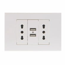 16a parede dupla italiano/chile plugue adaptador de tomada de energia dupla portas usb painel 5v 1a abs soquetes 2024 - compre barato