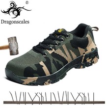 Homens botas de trabalho de segurança moda camuflagem respirável malha aço toe botas do exército sapatos masculino seguro trabalho punctura prova sapatos 2024 - compre barato