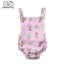 Summer new sweet Fashion Newborn Infant Baby Girls sleeveless Deer printed Bodysuit lovely kid cartoon Jumpsuit Outfits Clothes 2024 - buy cheap