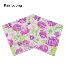 [RainLoong] Purple Flower Paper Napkin Party Supply Decoration Tissue Guardanapo Servilleta 33*33cm 1 pack (20pcs/pack) 2024 - buy cheap