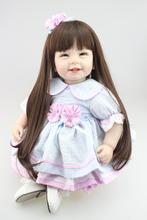 NPK-Muñeca realista de silicona para niñas recién nacidas, juguete de muñeca de 22 pulgadas con sonrisa, 55 cm, cuerpo de silicona, regalo de Navidad y Año Nuevo 2024 - compra barato