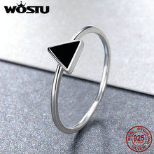 WOSTU Real 925 Sterling Silver Black Triangle Open Finger Rings Women Man Party Geometric Fine Jewelry Adjustable Ring FMR158 2024 - buy cheap