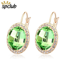 SPCLUB Brincos Crystals From Swarovski  Oval Stud Earrings For Women Femme Bijoux Vintage Earring Statement Wedding Jewelry Gift 2024 - buy cheap