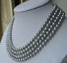 Collar de perlas grises AAA 7-8 largo Natural 925s cierre precio de fábrica al por mayor joyería de palabras de regalo para mujeres 2024 - compra barato