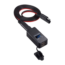 Универсальный адаптер для автомобиля SAE-USB с вольтметром, штепсельной вилкой для быстрого отключения мотоцикла с водонепроницаемым двойным зарядным устройством USB 2024 - купить недорого