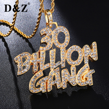 D&Z Bling Iced Out Crystal Letter Necklace Full Rhinestone Words Pendant For Men Hip Hop Accessories Gift 2024 - buy cheap