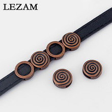 10pcs Antique Copper Swirl Slider Beads for 10mm Flat Leather Cord Bracelets & Bangles Jewelry Findings 2024 - buy cheap