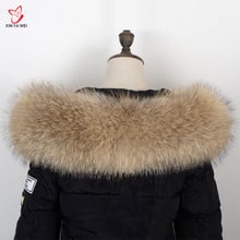 Cuello de piel 2019 Natural para invierno, bufanda de mujer, suéter de lujo, gorro de cuello de mapache, novedad de 100% 2024 - compra barato