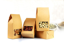 Embalaje de Papel Kraft de calidad, bolsa de pie para alimentos, ventana cuadrada, bolsas de nueces/té/pastel/galletas/bolsas de café, 8x15,5x5cm, 50 Uds. 2024 - compra barato