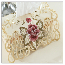 European Style Rose Embroidered Tissue Box Tissue Cover Rectangular Drawing Paper Box Dinning Accessories Facial Tissue Holder 2024 - buy cheap