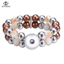 Royalbeier multi cor snap jóias ajustável elástico 18mm botão snap contas pulseira duplo-deck contas pulseiras para mulher 2024 - compre barato