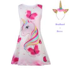 Vestido de Unicornio sin mangas para niñas, ropa de fiesta de princesa, pijama elegante de Unicornio, novedad de verano 2019 2024 - compra barato