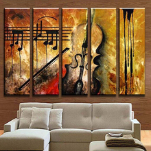 Pinturas Musicales pintadas a mano para decoración de sala de estar, arte de pared, pintura al óleo abstracta sobre lienzo, decoración del hogar, grupo de imágenes 2024 - compra barato