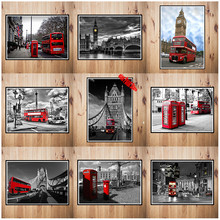 Londres ônibus vermelho e estandes telefônicas café kraft bar decoração da casa papel revestido cartaz 42*30cm 2024 - compre barato