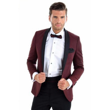 2020 Men Suit Burgundy Jacket Black Pants Regular Fit Slim For Wedding Prom Groom Tuxedos Men Suits Blazers Style (Jacket+Pants) 2024 - buy cheap