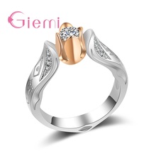 Anillo de circonia cúbica transparente para mujer, sortija con diseño de flores, Color oro rosa, único y exquisito 2024 - compra barato