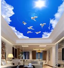 Blue sky cloud sun white dove ceiling 3d murals wallpaper for living room Style wallpaper Home Decoration 2024 - buy cheap