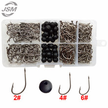 340pcs 8300 High Carbon Steel Carp Fishing Hooks Silver Coated Carp Hair Rig Hooks With Fishing Beads Set With Box 2024 - buy cheap