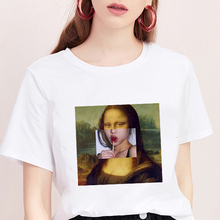 Женская футболка «Мона Лиза», белая эстетичная футболка с коротким рукавом, лето 2020 2024 - купить недорого