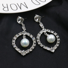 New Arrive Fashion crystal pearl earrings princess aristocratic temperament zircon pendant earrings Women Gift 2024 - buy cheap
