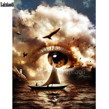 New Diamond painting cross stitch eye abstract boat beach 5d Diy Diamond Embroidery Pasted mosaic full square Drill home decor 2024 - buy cheap