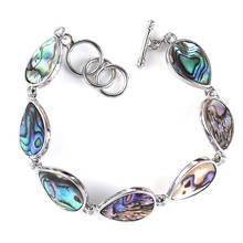KFT Silver Plated Natural Colorful Abalone Shell Bracelet Fashion Heart Water Drop Shape Seashell Jewelry For Christmas Gift 2024 - buy cheap