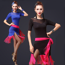 Платье для латинских танцев; Женская танцевальная одежда с бахромой; Regata Feminina Roupa De Ginastica Vestido De Baile Latino; Танцевальный костюм 2024 - купить недорого