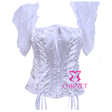 Corselet feminino de renda, espartilho de manga curta de noiva, sexy, corselet, lingerie 2024 - compre barato