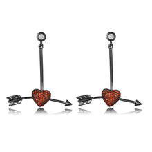 DEELANCupid-pendientes colgantes de flecha para mujer, joyas en forma de corazón, negro, Retro, rojo Simple, cristal de circonita, joyería 2024 - compra barato