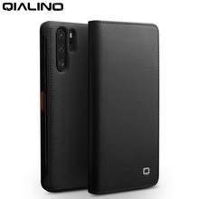 Capa flip de couro genuíno qialino, capa para huawei p30 6. capa para celular com espaços para cartões artesanais para huawei p30 pro 6.47 espaços 2024 - compre barato