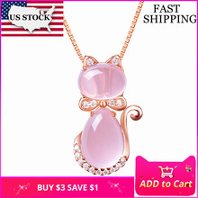 US STOCK Uloveido Necklaces Pendants Women's Rose Gold Color Cat Necklace Women Pendant Valentines Day Charms Jewelry Gift DN167 2024 - buy cheap
