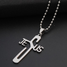 Christian faith English Jesus necklace stainless steel English letter JESUS cross necklace personality letter cross necklace 2024 - buy cheap