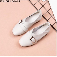 2019 spring new Genuine Leather flat single shoes retro Mary Jane mother shoes square head soft bottom Cow leather women shoes 2024 - buy cheap