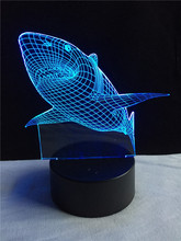 Animal Shark-Lámpara LED 3D con USB, luz nocturna Multicolor táctil, mando a distancia, cambio de mesa, regalos de navidad 2024 - compra barato