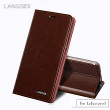 LANGSIDI Flip three card oil wax skin flip phone holster  For LeEco pro3 phone case all handmade custom 2024 - buy cheap