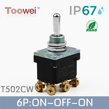 T502CW 6 pinos ON-OFF-ON interruptor/série T500 Toowei interruptor à prova d' água IP67/ao ar livre interruptor/15A 250V 2024 - compre barato