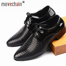 movechain New Fashion Men's Lace-Up PU Leather Dress Business Office Shoes Mens Wedding Flats Man Casual Party Driving Oxfords 2024 - buy cheap